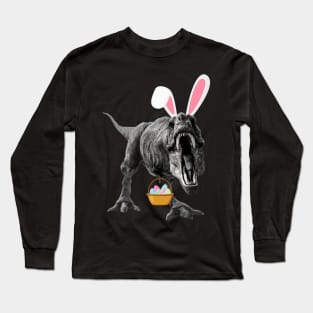 Easter T-Rex Bunny Ears Easter Basket Long Sleeve T-Shirt